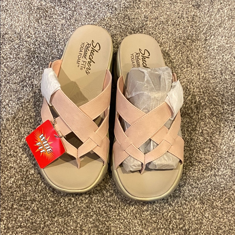 NEW skechers sandals blush size 9W